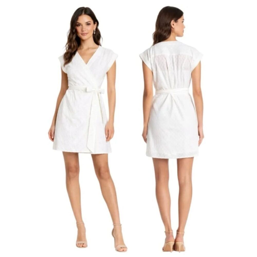 EUC FRAME Blanc Cotton White Textured Wrap Dress Mini in Size L